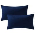 Dezene Couch Pillow Cases 12X20 Navy: 2 Pack Cozy Soft Velvet Rectangular Throw Pillow Covers For Farmhouse Home Decor