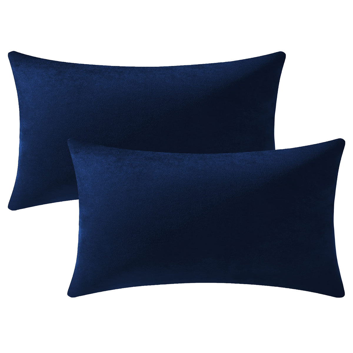 Dezene Couch Pillow Cases 12X20 Navy: 2 Pack Cozy Soft Velvet Rectangular Throw Pillow Covers For Farmhouse Home Decor