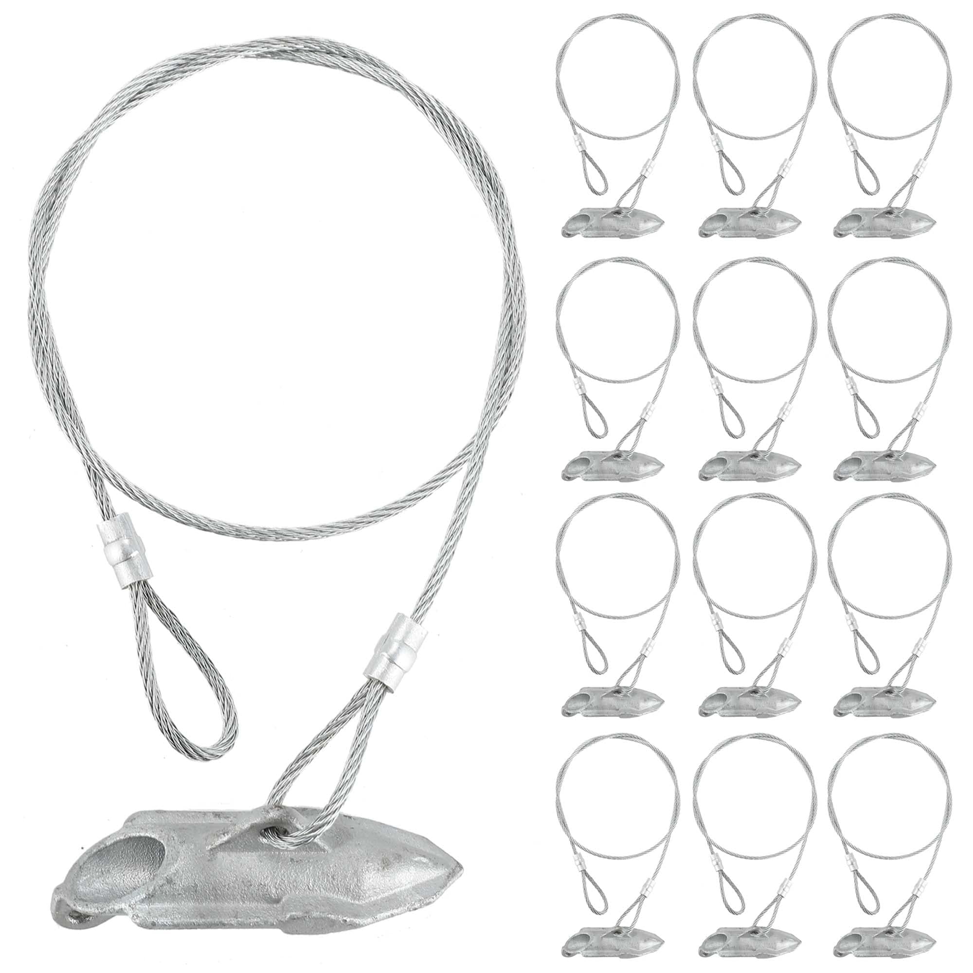 12 Pack Ground Earth Anchors - Easy Hook Anchor With 30' Long X 1/8' Cable, Ideal For Securing Shed, Fence, Green House, Swing