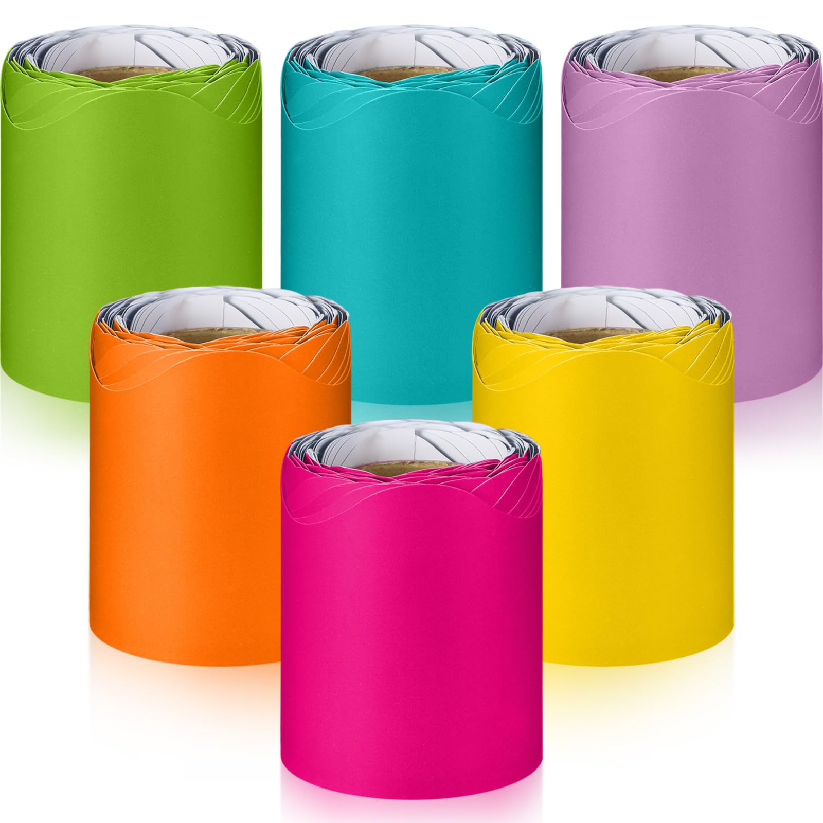 Taobary 6 Rolls 98.4 Ft Colorful Bulletin Board Borders Classroom Scalloped Trim Spring Bulletin Board Decorations For School Wh