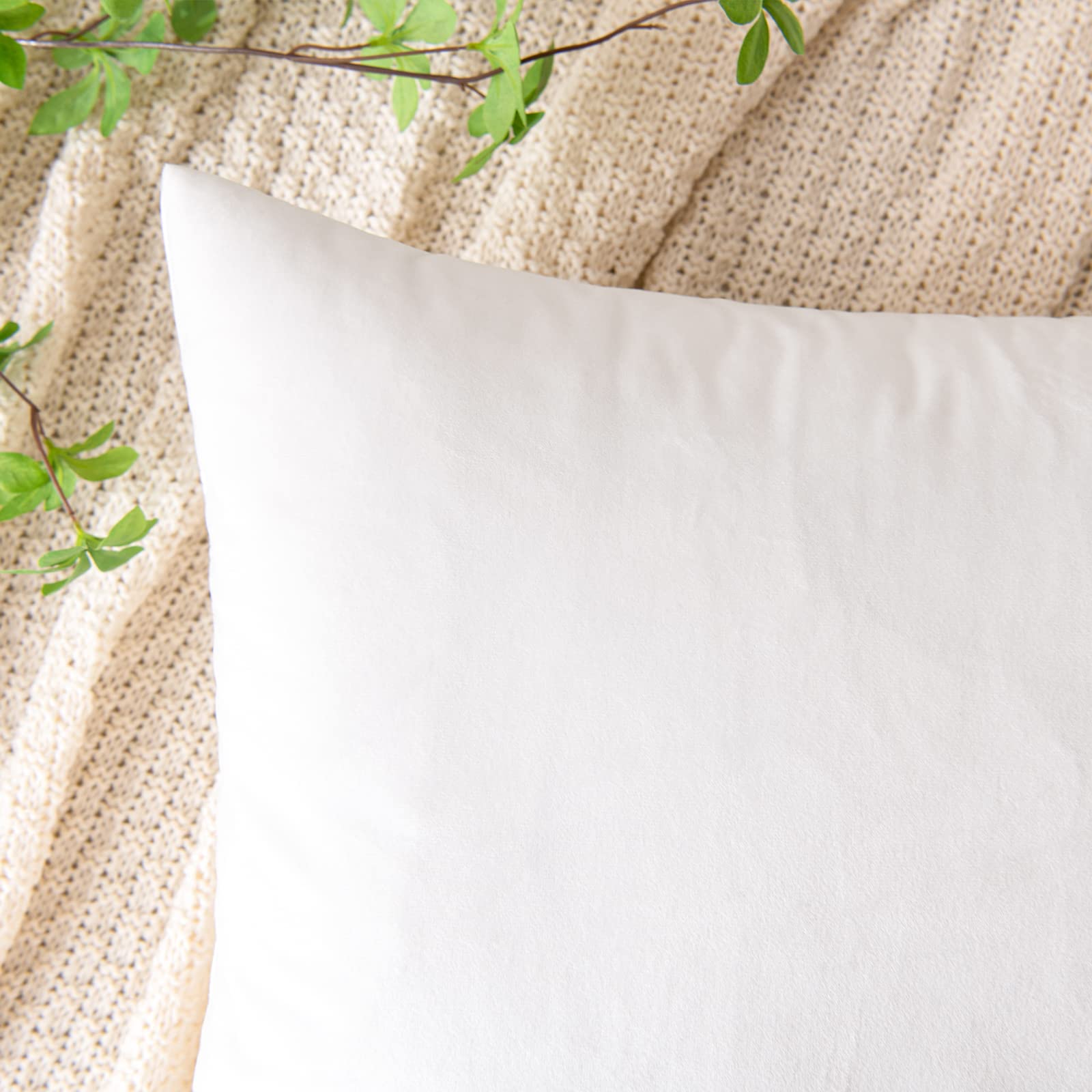 Emema Pack Of 2 Velvet Pillow Covers Decorative Square Pillowcase Soft Solid Cushion Case For Sofa Bedroom Car 16X16 Inch White