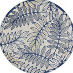 HomeRoots 4' X 6' Ivory and Blue Floral Indoor Outdoor Area Rug
