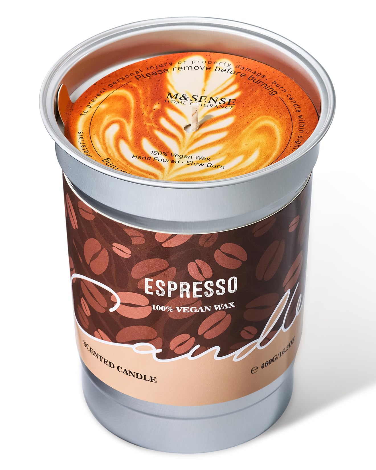 M&SENSE Coffee Espresso Scented Soy Candle - Vegan, Heavy Scented, Natural Aromatherapy Candles for Stress Relief, 16.4oz 99-Hou
