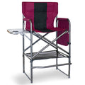 Foristrail 30' Tall Directors Chair With Side Table, 400Lbs Bar Height Folding Camping Chair For Makeup Artists, Outdoor Events