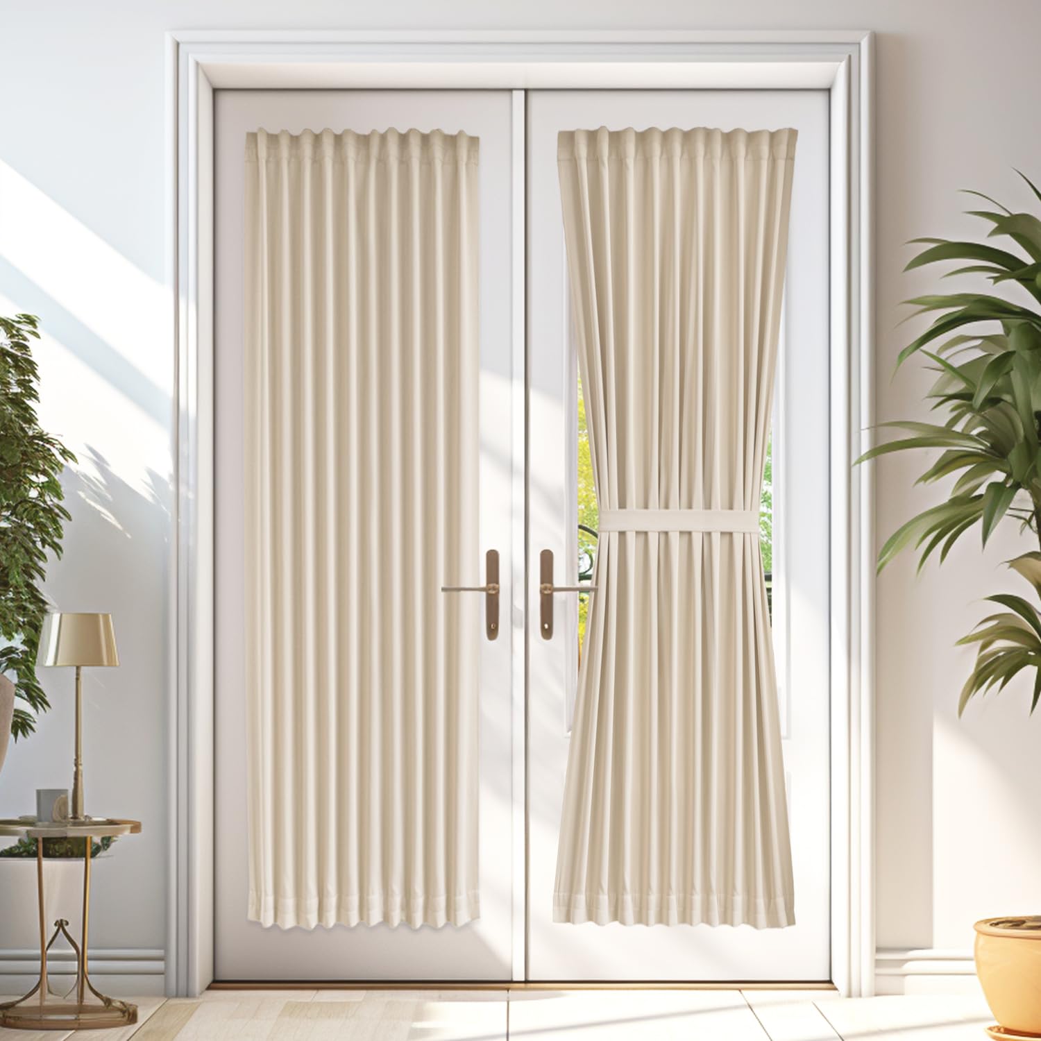 Vatge French Door Curtains - 36W X 72L Front Door Curtain Panel, Side Door Window Curtains For Doorways, 1 Panel, W36 X L72, Lig