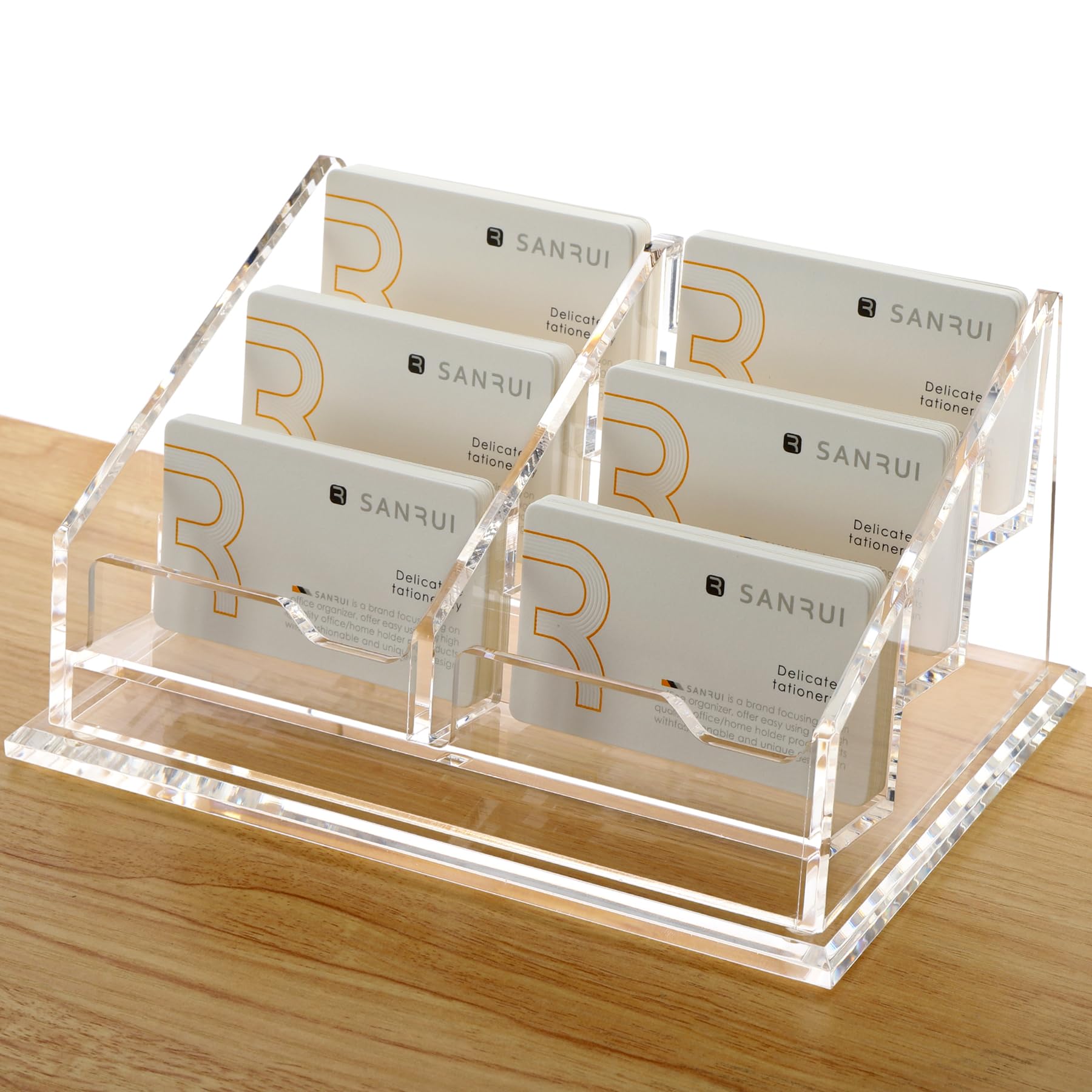 Sanrui Business Card Holder For Desk Clear Acrylic Business Card Stand, Multiple Business Card Display For Office Counter,3 Tier