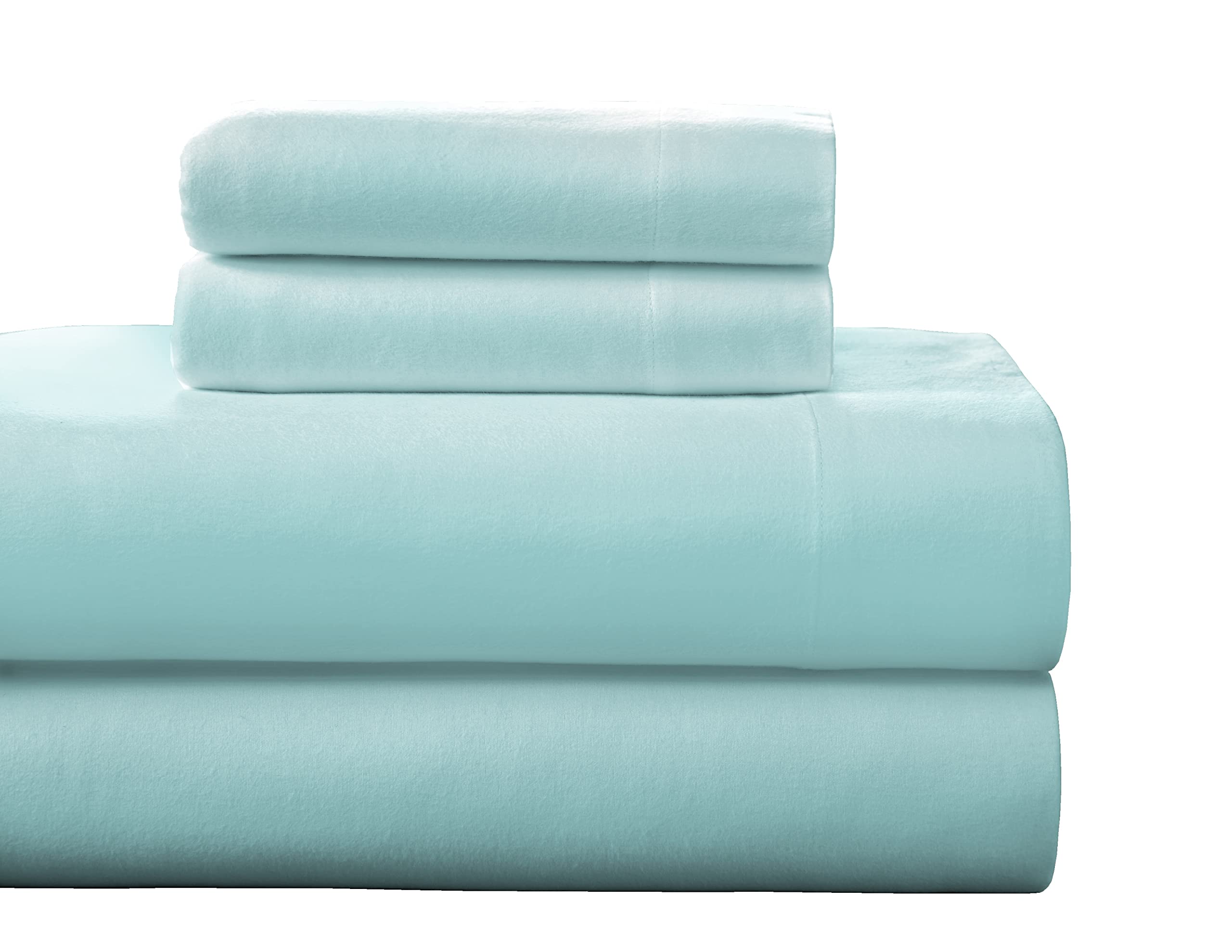 Pointehaven Flannel Deep Pocket Set With Oversized Flat Sheet, Full, Aqua