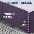 Cathay Home Double Brushed Microfiber Pleated Easy Fit Bed Skirt, Ultra Soft, Fade And Wrinkle Resistant - Eggplant, California King
