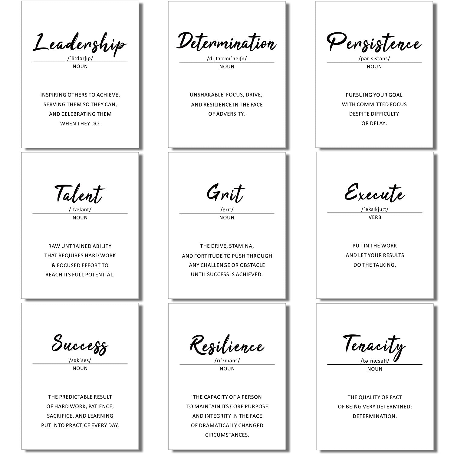 9 Pieces Inspirational Phrases Wall Art Prints Motivational Sayings Quote Poster Positive Print Decoration for Teens Adults Livi