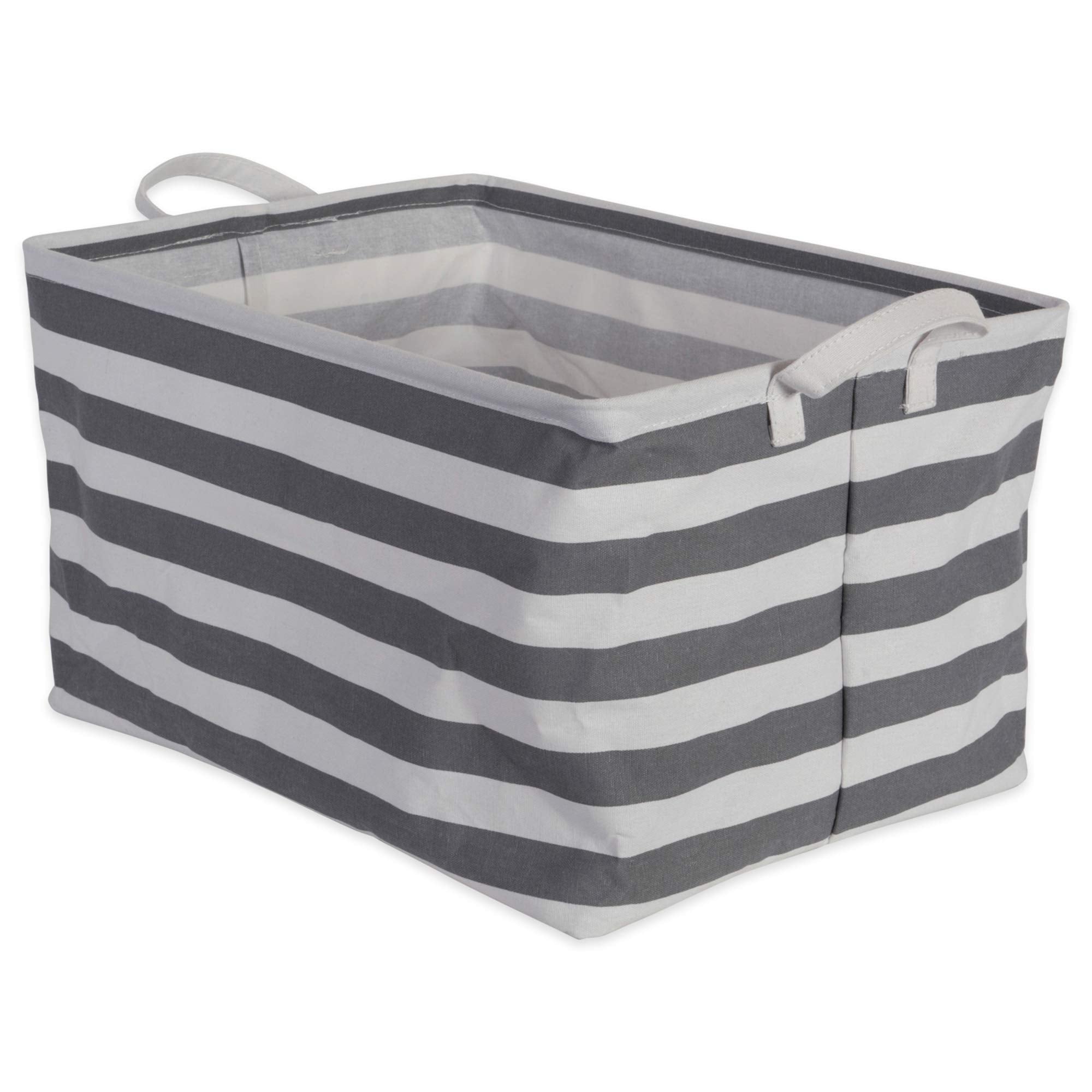 Dii Laundry Storage Collection, Pe Coated Collapsible Bin With Handles, Gray Stripe, Large Set, 10.5X17.5X10''
