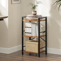 Larzonic Small Bookshelf, 3Tier Bookcase with Side Rails for Small Space