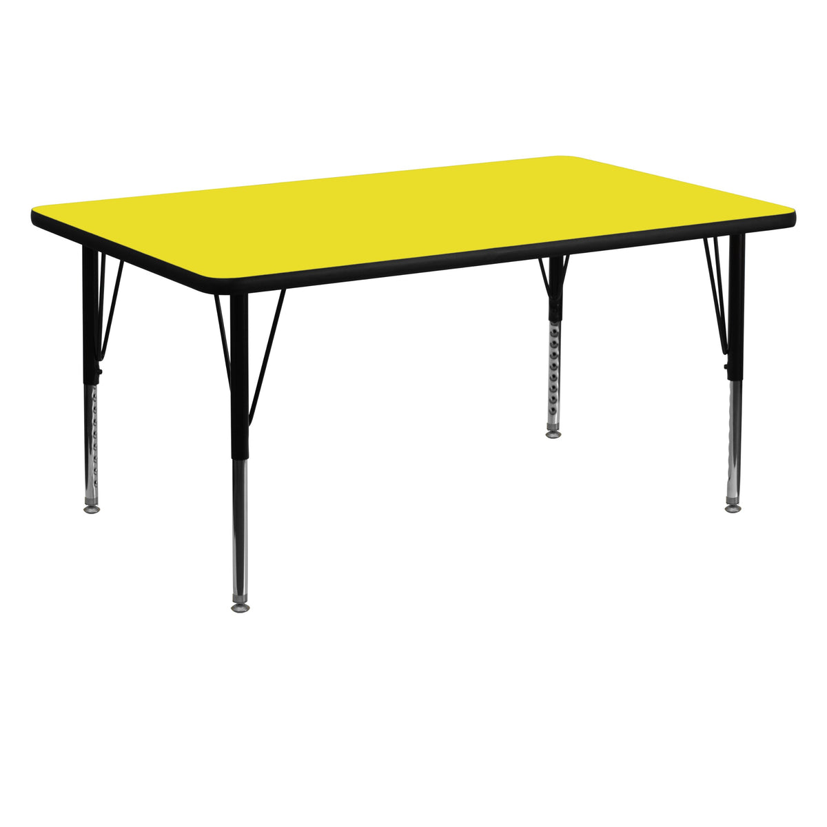 Flash Furniture 30''W x 60''L Rectangular Yellow HP Laminate Activity Table - Height Adjustable Short Legs