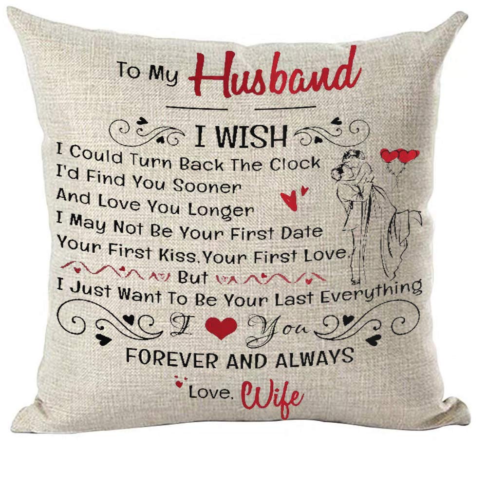 Ramirar Black Word Art Quote To My Husband Heart Love Gift For Lover Valentine'S Day Decorative Throw Pillow Cover Case Home Liv