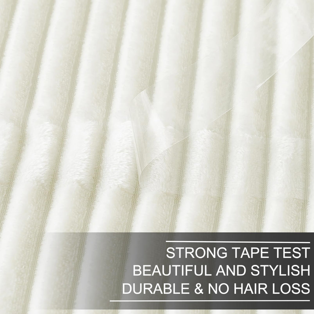 Richave Cuddly Blanket,Premium Lightweight Anti-Static Fluffy Fleece Travel Throw, Blanket With Striped Pattern, 50X60 Inches, Cream