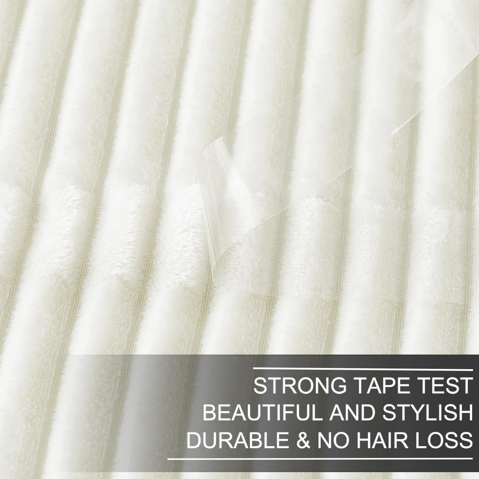 Richave Cuddly Blanket,Premium Lightweight Anti-Static Fluffy Fleece Travel Throw, Blanket With Striped Pattern, 50X60 Inches, Cream