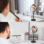 Nicesail 8 Inch Makeup Mirror 5X Magnification Height Adjustable Double Sided Swivel Matte Black