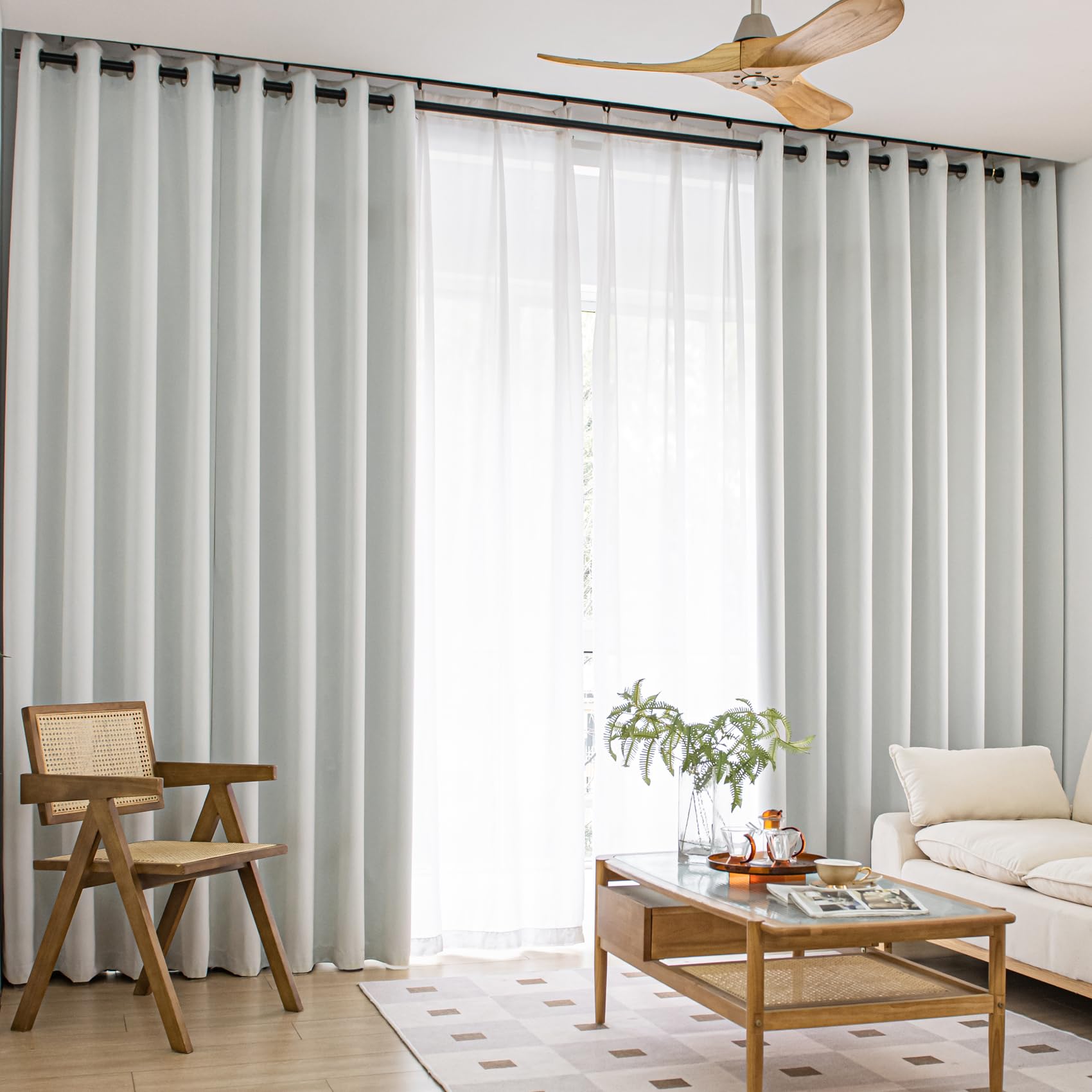MOONVAN Windows Beige Blackout Curtains 72 inches Long 2 Panels Set Grommet Blackout Drapes Noise Reducing Thermal Insulated for