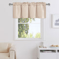 DWCN Valance Curtains for Living Room, Kitchen Valance Solid Short Topper - Beige Basement Curtain for Window, 1 Panel, 36 X 16 