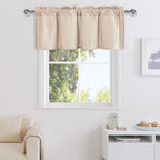 DWCN Valance Curtains for Living Room, Kitchen Valance Solid Short Topper - Beige Basement Curtain for Window, 1 Panel, 36 X 16 