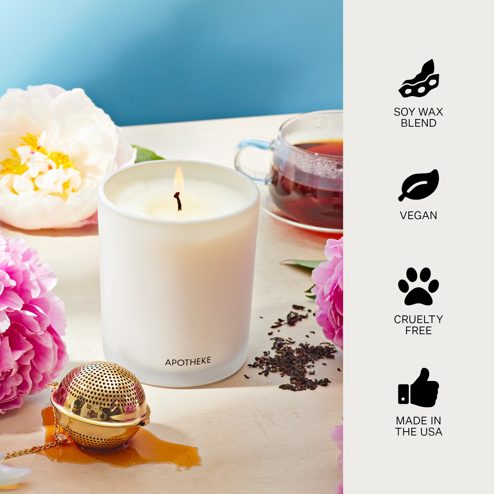 Apotheke Luxury Scented Candles For Home, Earl Grey Bitters - Aromatherapy Jar Candle With Soy Wax Blend