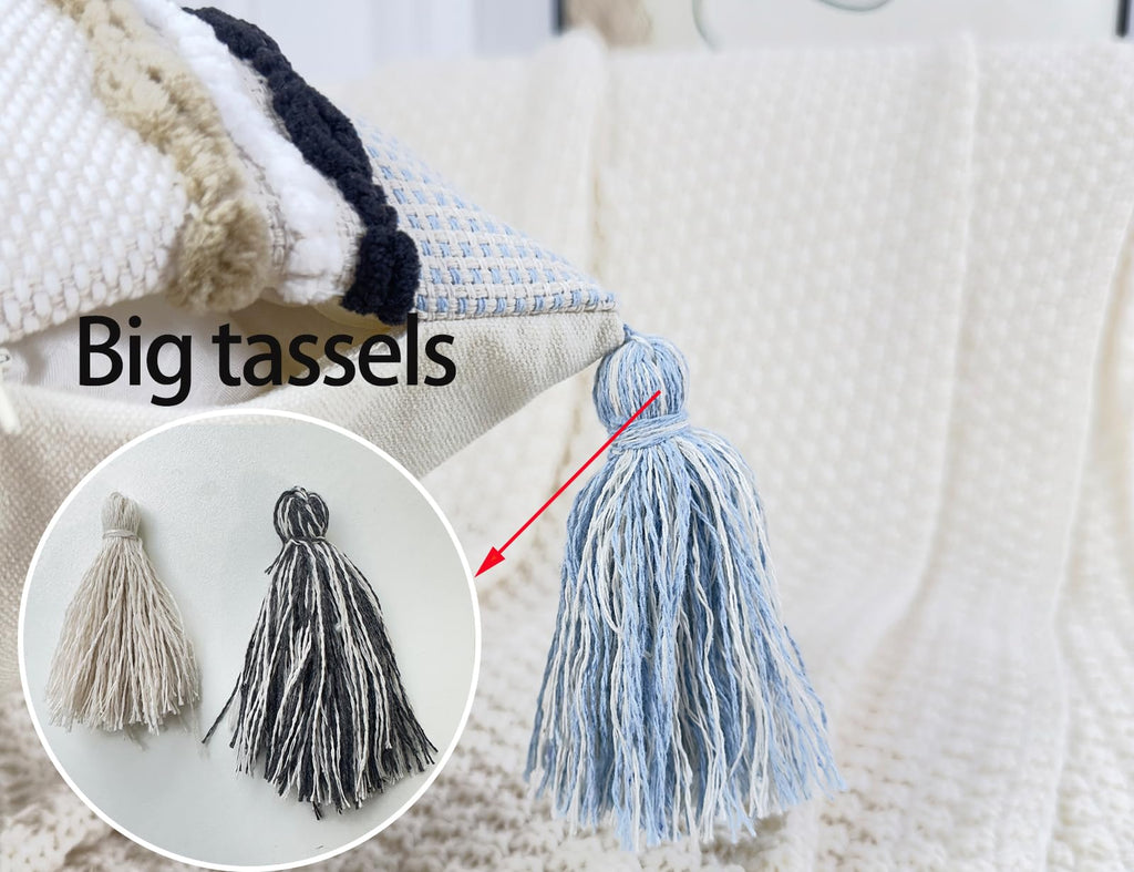 Nuyecy Chenille And Cotton Long Pillow For Bed,Striped Textured Boho Long Lumbar Throw Pillow Cover 14X36,Neutral Accent Decorat