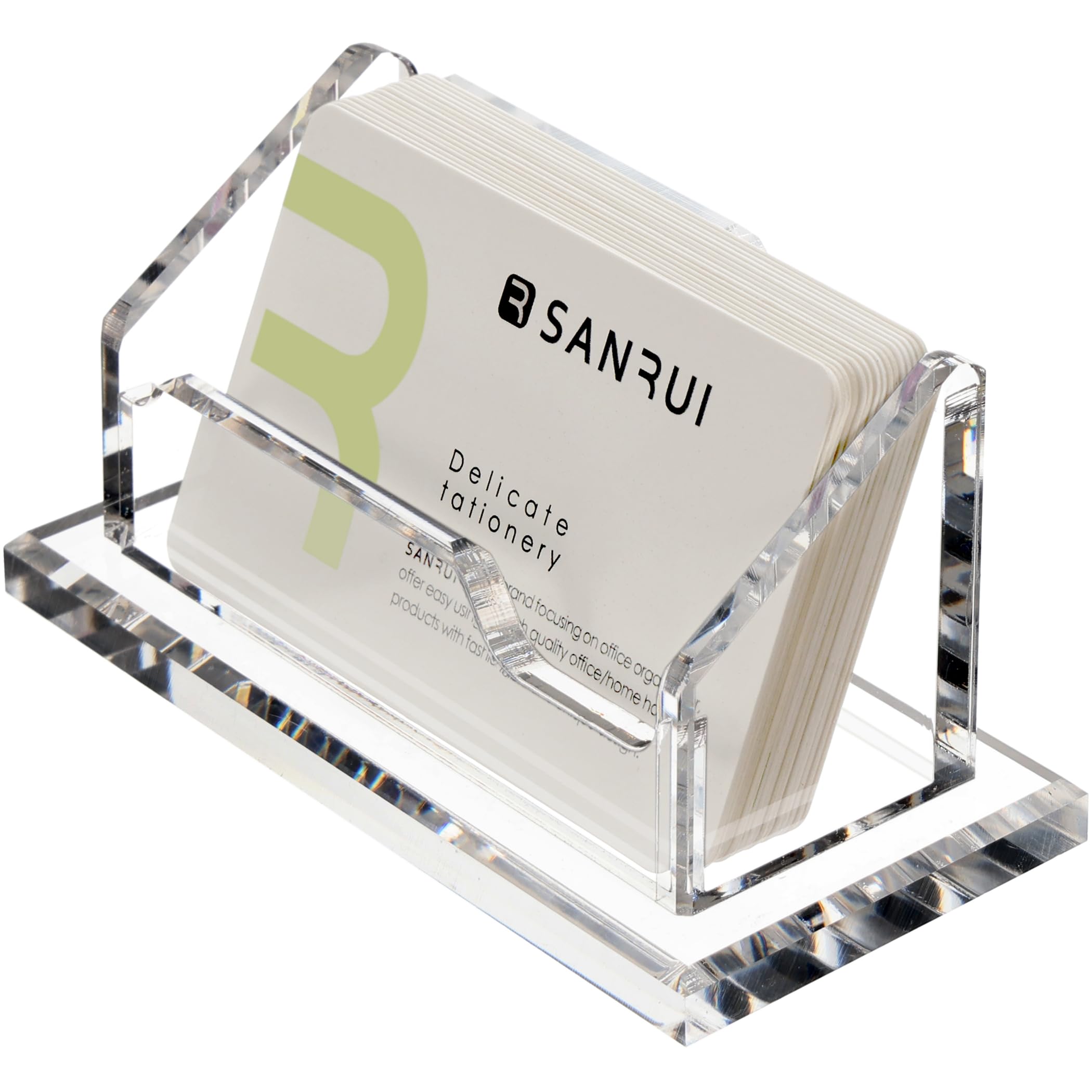 Sanrui Acrylic Business Card Holder, Clear Business Card Stand For Desk Or Counter , Horizontal Business Name Card Display Stand
