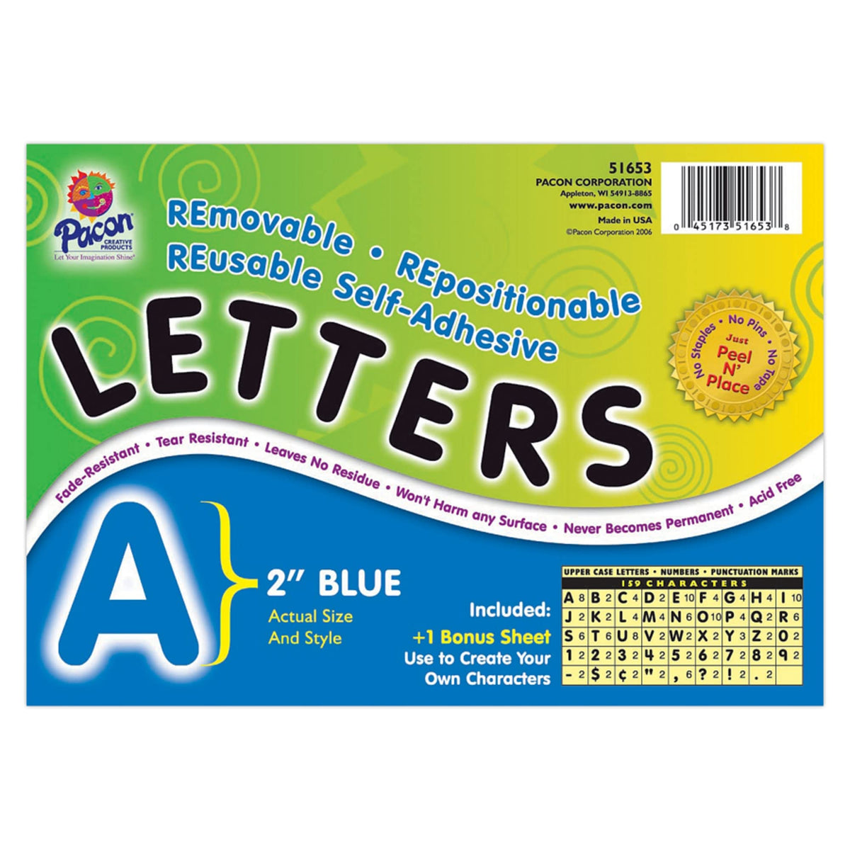 Pacon® Self-Adhesive Letters, 2&quot;, Blue, Pack Of 159