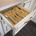 Cwrizov Kitchen Drawer Organizer, Expandable Utensil Organizer, Silverware Organizer, Bamboo Flatware Drawer Organizer