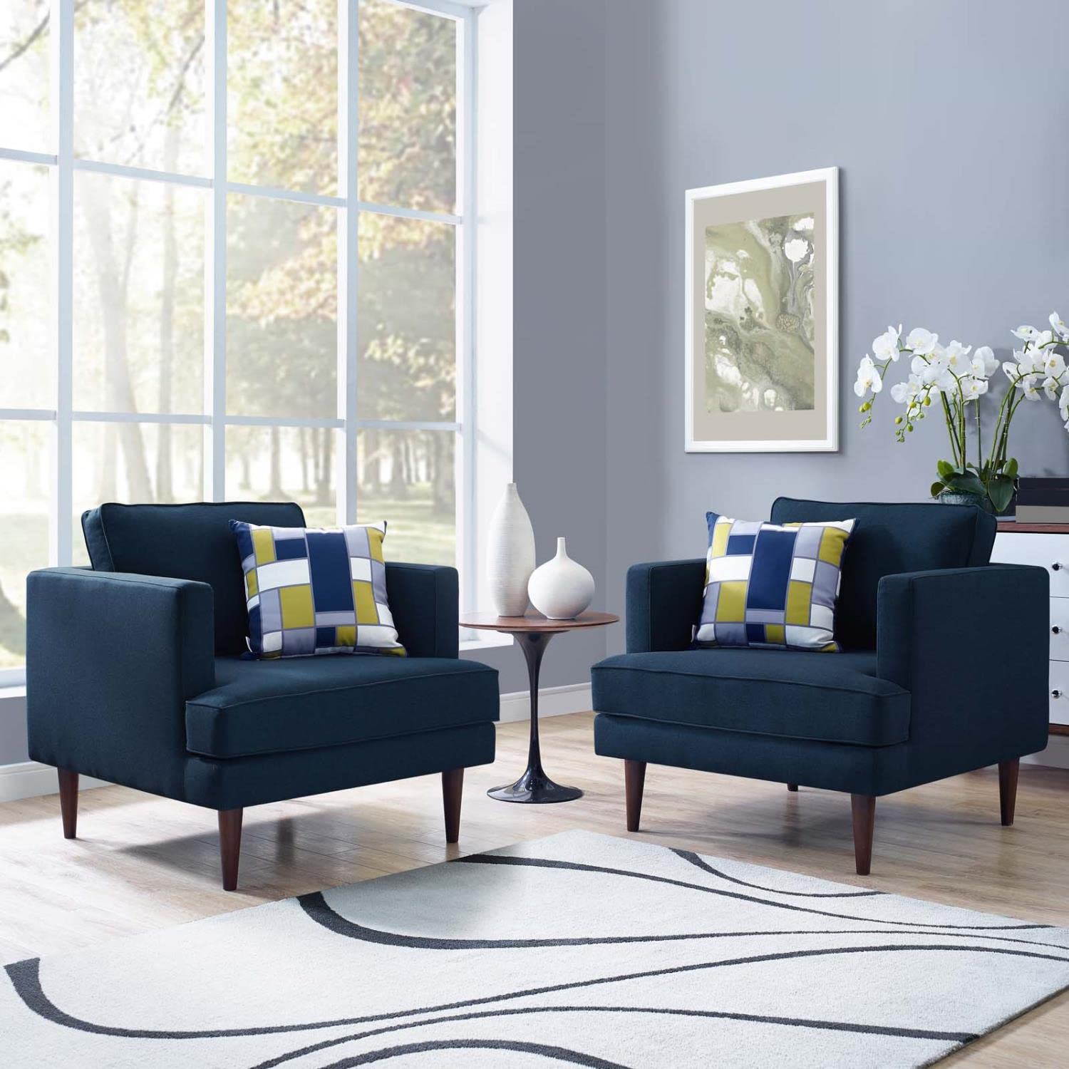 Modway Agile Modern Fabric Upholstered Armchair In Blue (Set Of 2)