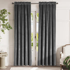 Lazzzy Blackout Velvet Curtains Grey Thermal Insulated Curtains For Bedroom Living Room Darkening Soft Luxury Noise Reducing Sou