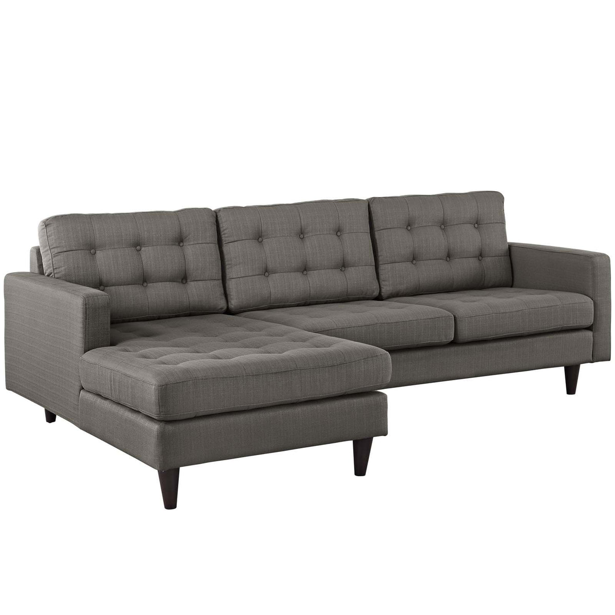 Empress Left-Facing Upholstered Sectional Sofa In Granite