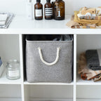 TheWarmHome Storage Basket - 3 Pack Fabric Cubes 16x12x12 inch, Grey, EVA Material, Closet Organizer