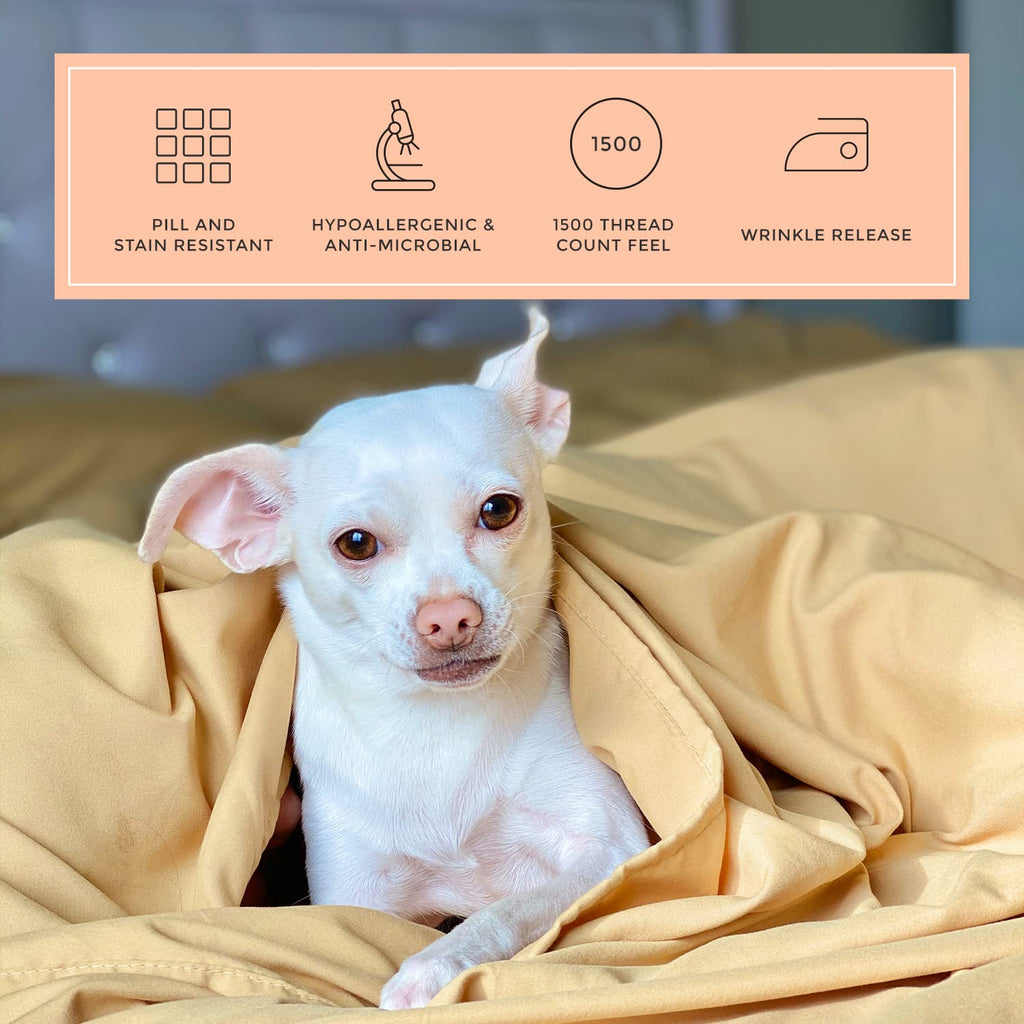 Peachskinsheets Harvest Gold Sheet Set - 1500Tc Level Of Softness - Extra Soft Cooling Sheets For Hot Sleepers And Night Sweats