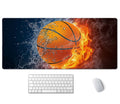Ssoiu Extended Gaming Mouse Pad (35.5X15.7 In), Basketball Ball In Fire And Water Large Non-Slip Rubber Base Mousepad With Stitc