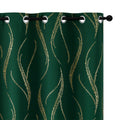 Yakamok Blackout Curtains 63 Inch Length Living Room Thermal Insulated Gold Wave Line Dots Pattern Curtains Room Darkening Gromm