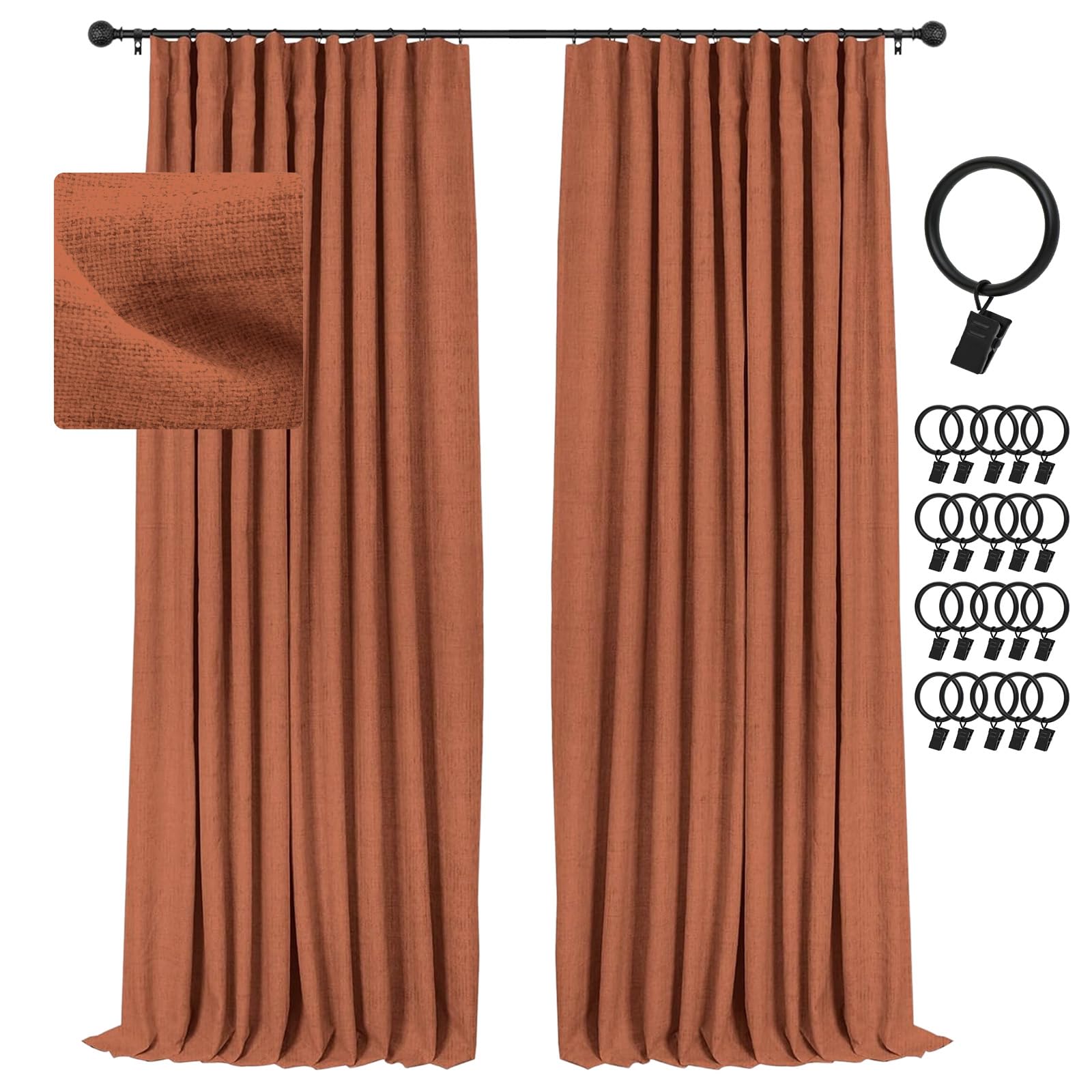 Inovaday Linen 100% Blackout Curtains 84 Inch Length 2 Panels Set Textured Thermal Insulated Curtain Drapes For Bedroom Living R