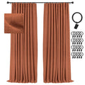 Inovaday Linen 100% Blackout Curtains 84 Inch Length 2 Panels Set Textured Thermal Insulated Curtain Drapes For Bedroom Living R