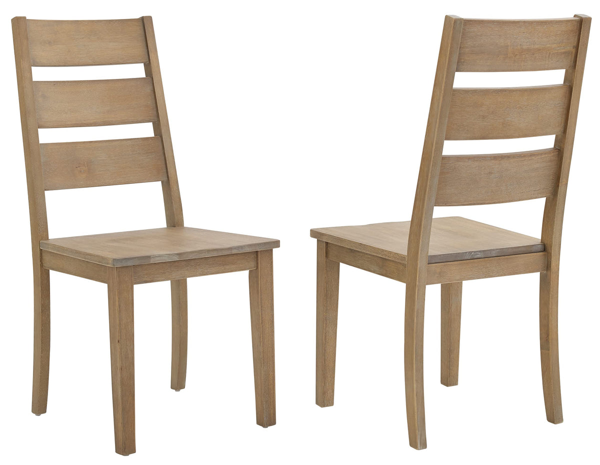 Crosley Furniture Joanna Modern Farmhouse Ladder Back Wood Dining Chairs Set of 2, Rustic Brown