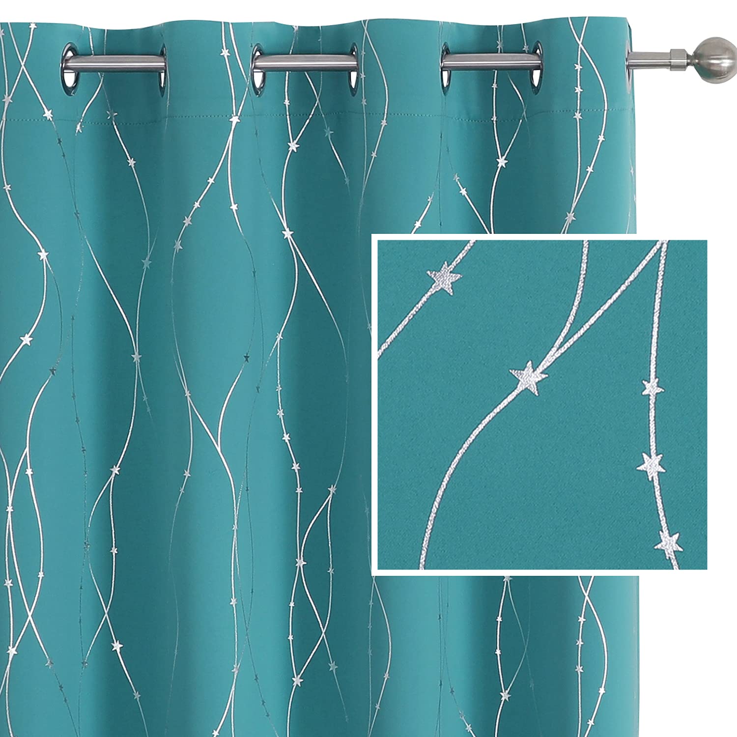 Smile Weaver Turquoise Blackout Curtains For Bedroom 108 Inch Long,Room Darkening Soft Thick Thermal Insulated Light Blocking Wi