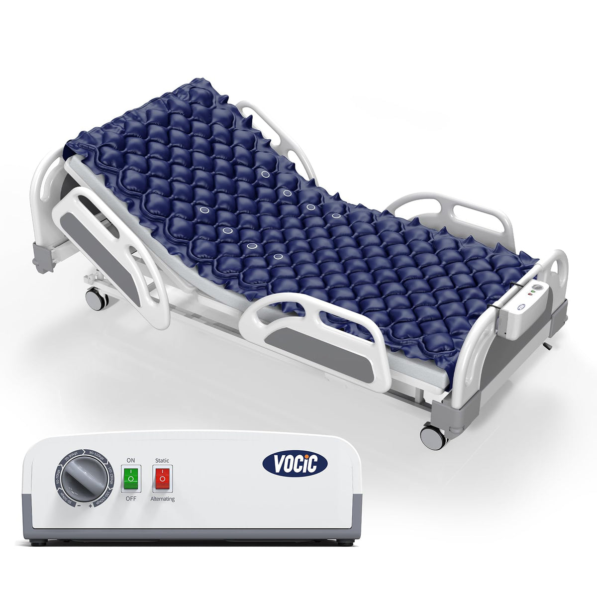 Vocic Alternating Air Pressure Mattress Pad, Bed Mattress Topper With Micro Air Holes & Sleep Mode, Waterproof Pressure Relief U