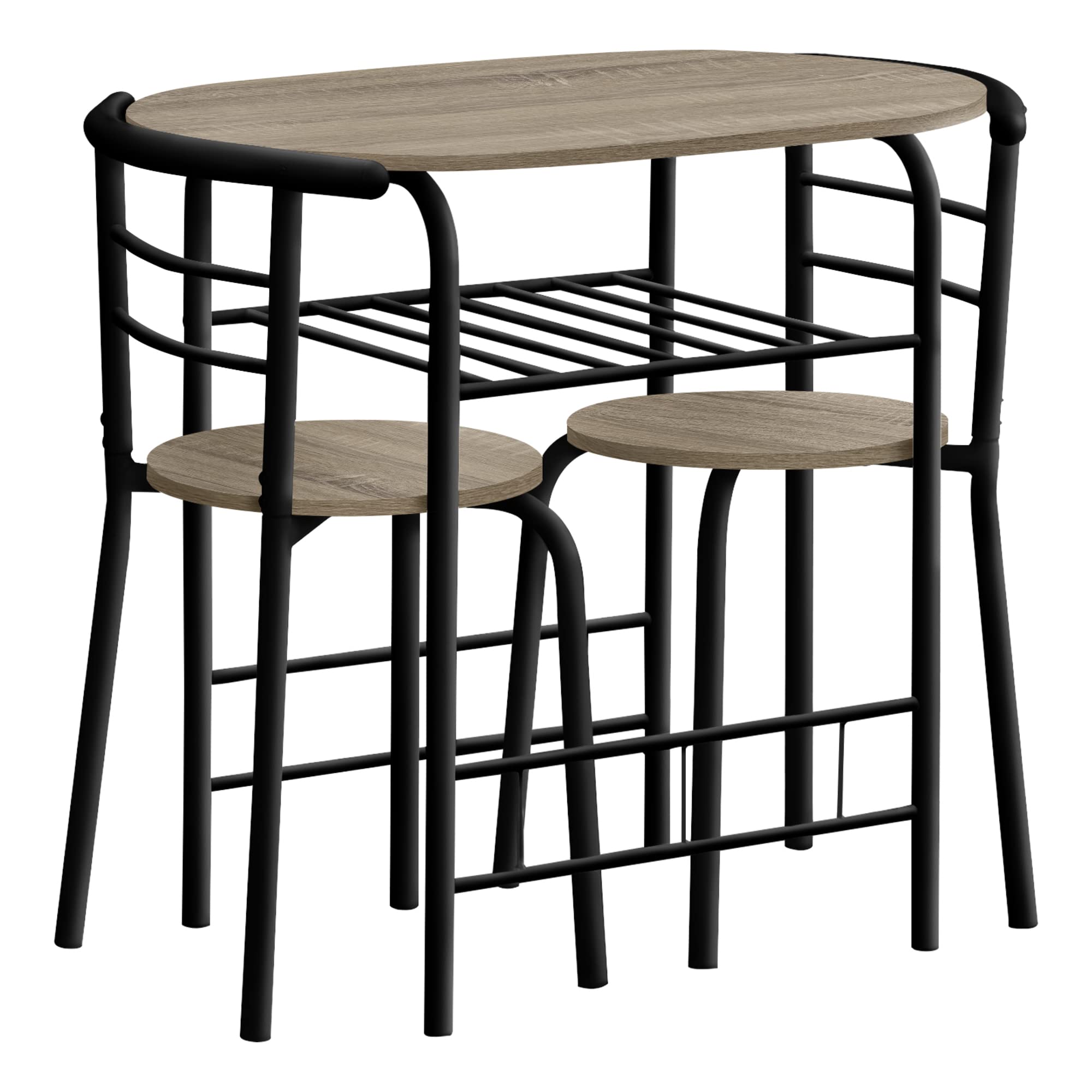 Monarch Specialties 1206 Dining Table, 3Pcs Set, Small, 32&Quot; L, Kitchen, Metal, Laminate, Brown, Black, Contemporary, Modern Set-3Pcs Dark Taupe Top, 31.5&Quot; L X 20.75&Quot; W X 29.25&Quot; H