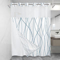 LXBNI No Hook Navy Blue Striped Shower Curtain with Snap in Fabric Liner Set - Hotel Shower Curtain and Liner Set with See Throu