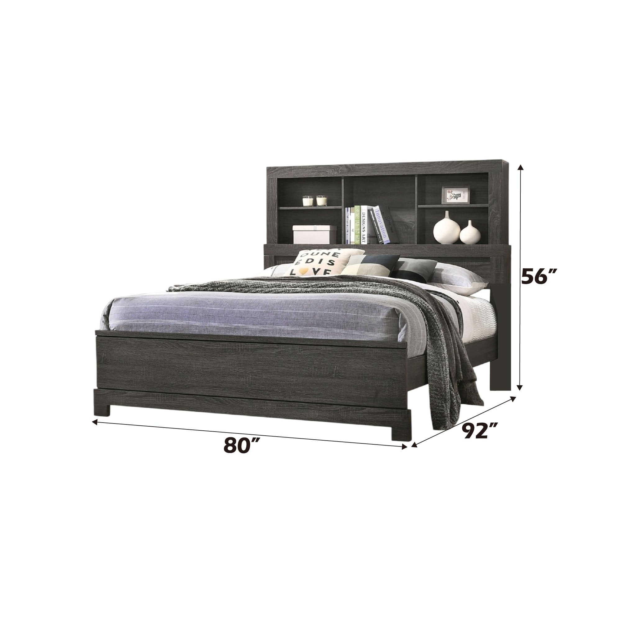 ACME Lantha Eastern King Bed w/Storage - - Gray Oak