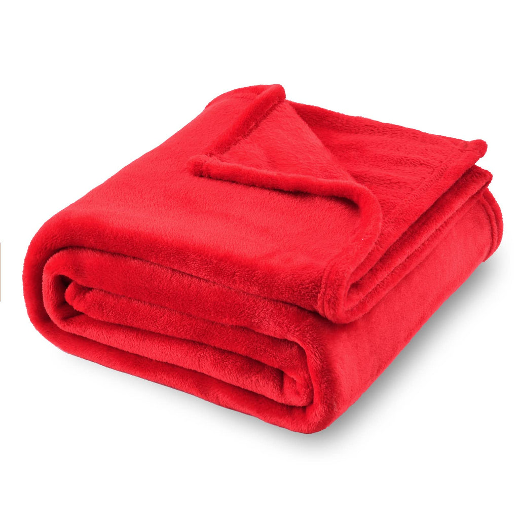 Sochow Flannel Fleece Blanket Throw Size, All Season Lightweight Super Soft Cozy Blanket For Bed Or Couch, Classic Red, 50X60 In
