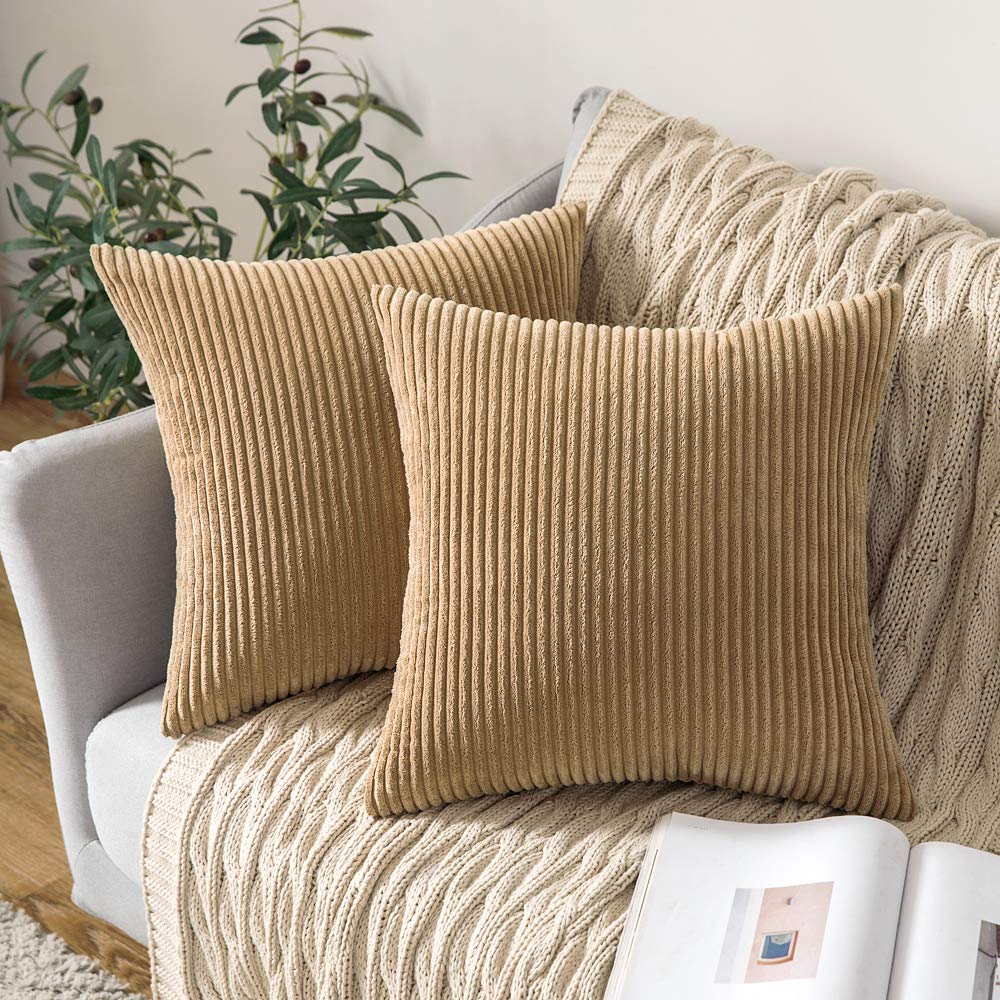 Miulee Pack Of 2 Polyester Throw Pillow Covers Soild Decorative Pillow Cases Soft Square Cushion For Couch Sofa Bedroom Car 20 X
