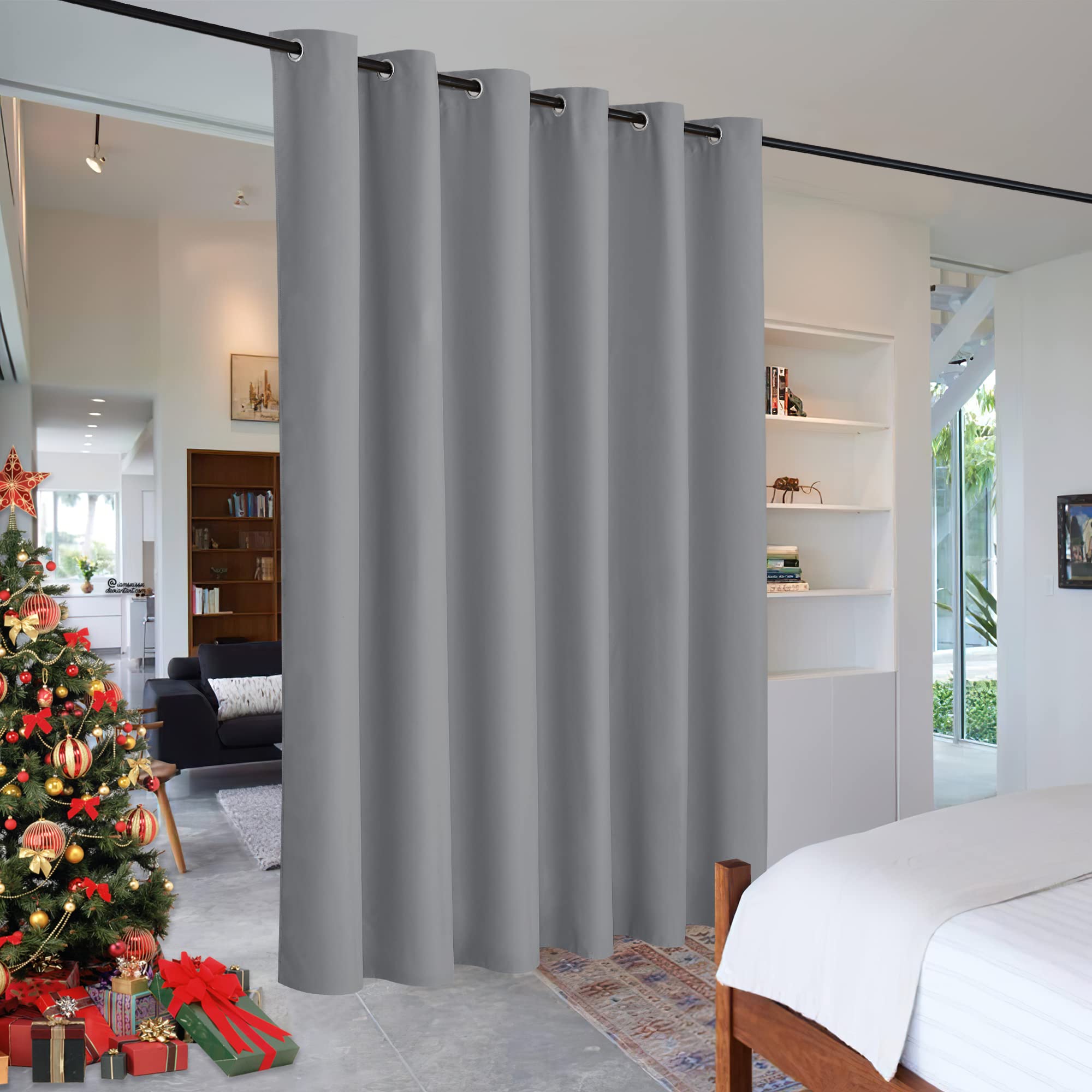 Ryb Home Portable Room Divider Curtains Energy Saving Noise Reducing Drapes Triple Weave Blackout Privacy Wall For Living Room S