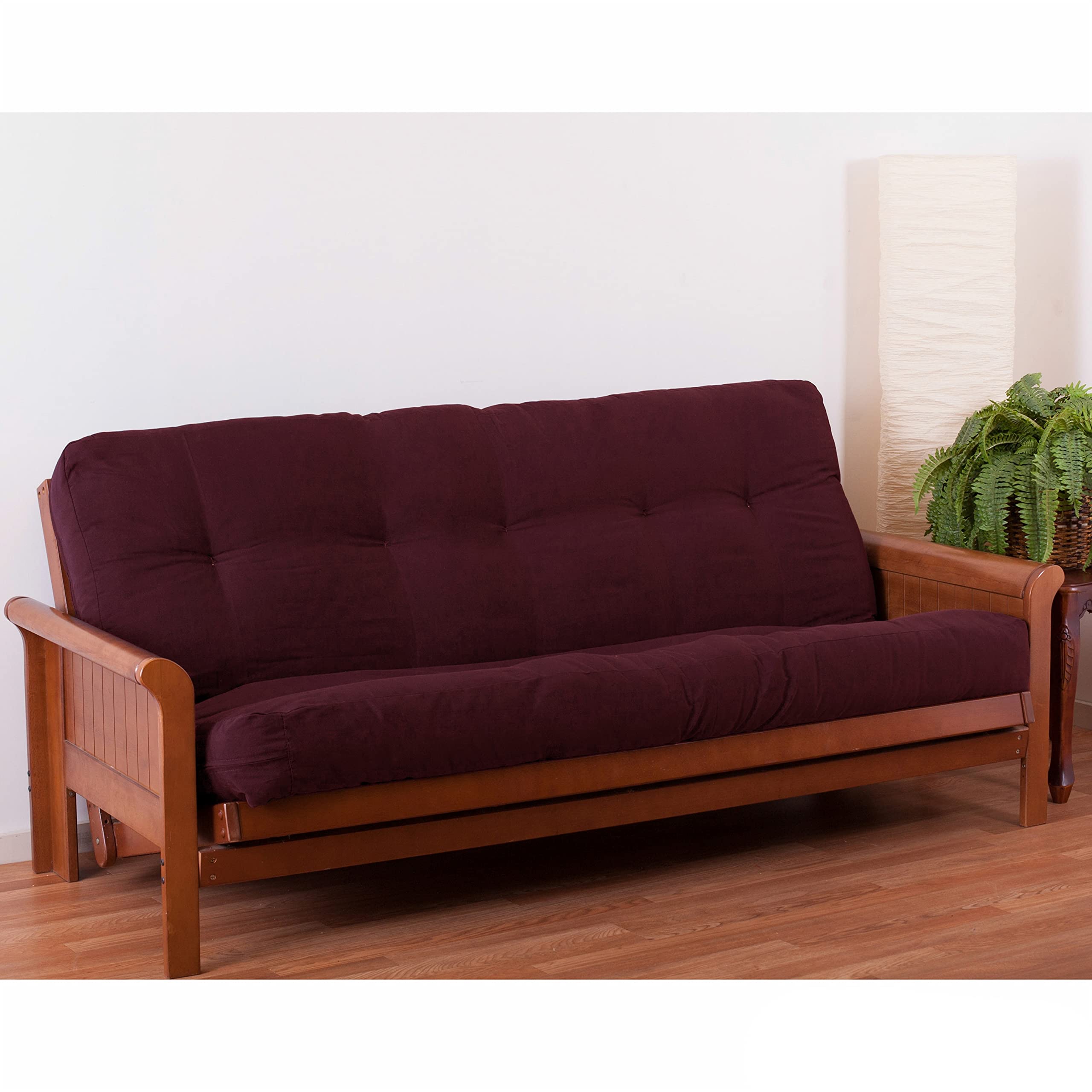Blazing Needles Renewal 8' Twill Futon Mattress, Queen, Burgundy