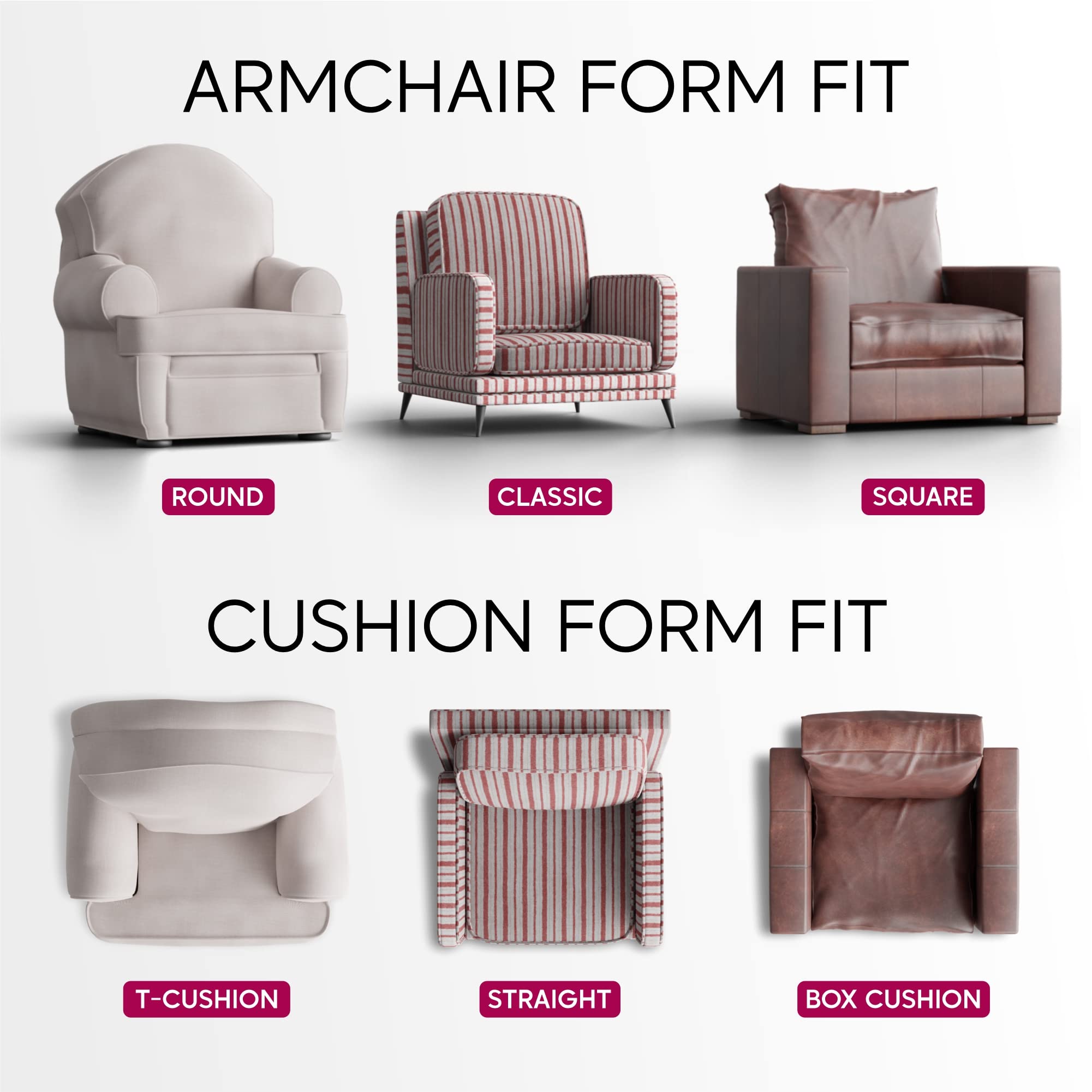 Paulato By Ga.I.Co. Chair Cover - Armchair Cover - Armchair Slipcover - Soft Fabric Slipcover - 1-Piece Form Fit Stretch Stylish