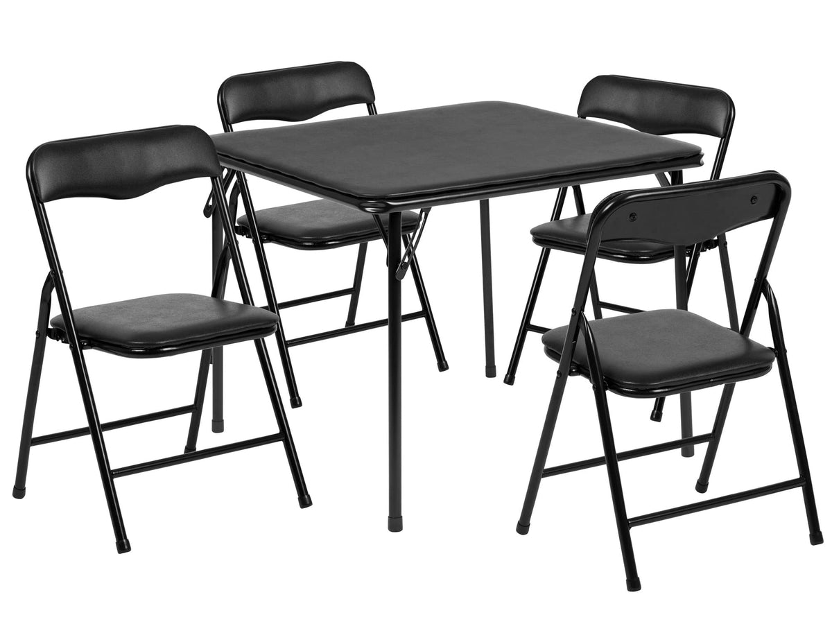 Flash Furniture Mindy Kids 5-Piece Folding Table And Chairs Set For Daycare And Classrooms, Children'S Activity Table And Chairs Set, Black