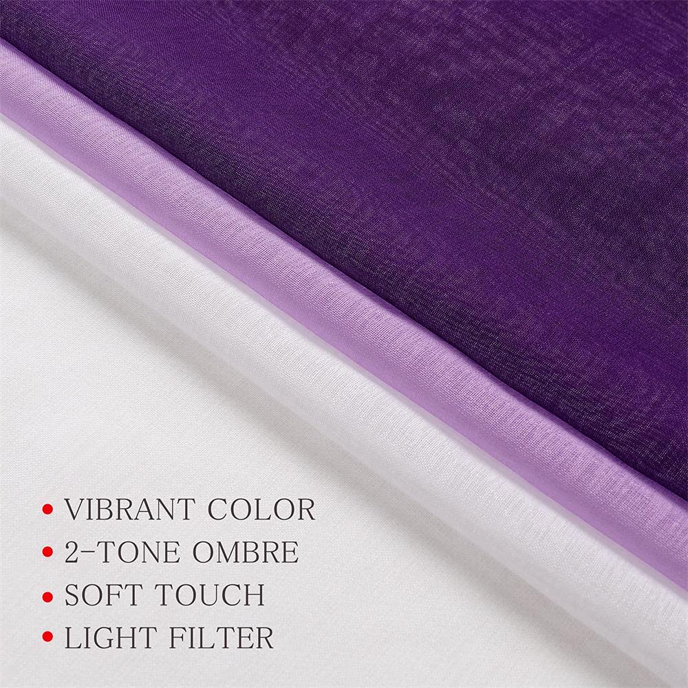 G2000 Sheer Curtains & Drapes 95 Inches Long Purple And White Ombre Curtains For Bedroom Living Room Window Curtains Light Filte